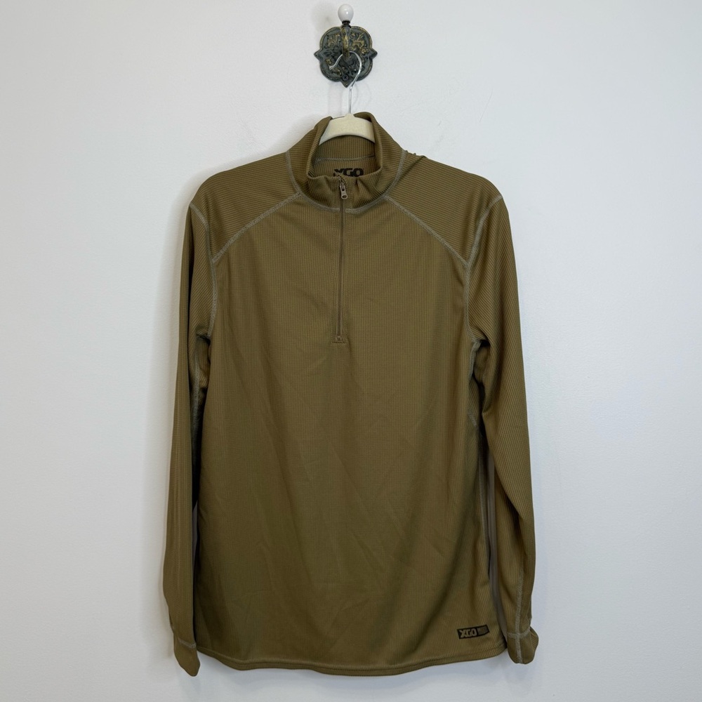 XGO Phase 2 Midweight Waffle Thermal Knit Quarter Zip Mock Neck Shirt Men’s M